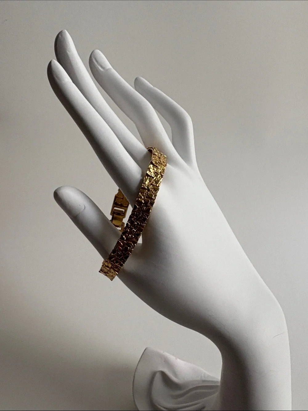 Gold Nugget Link Bracelet Textured Statement Women Jewelry